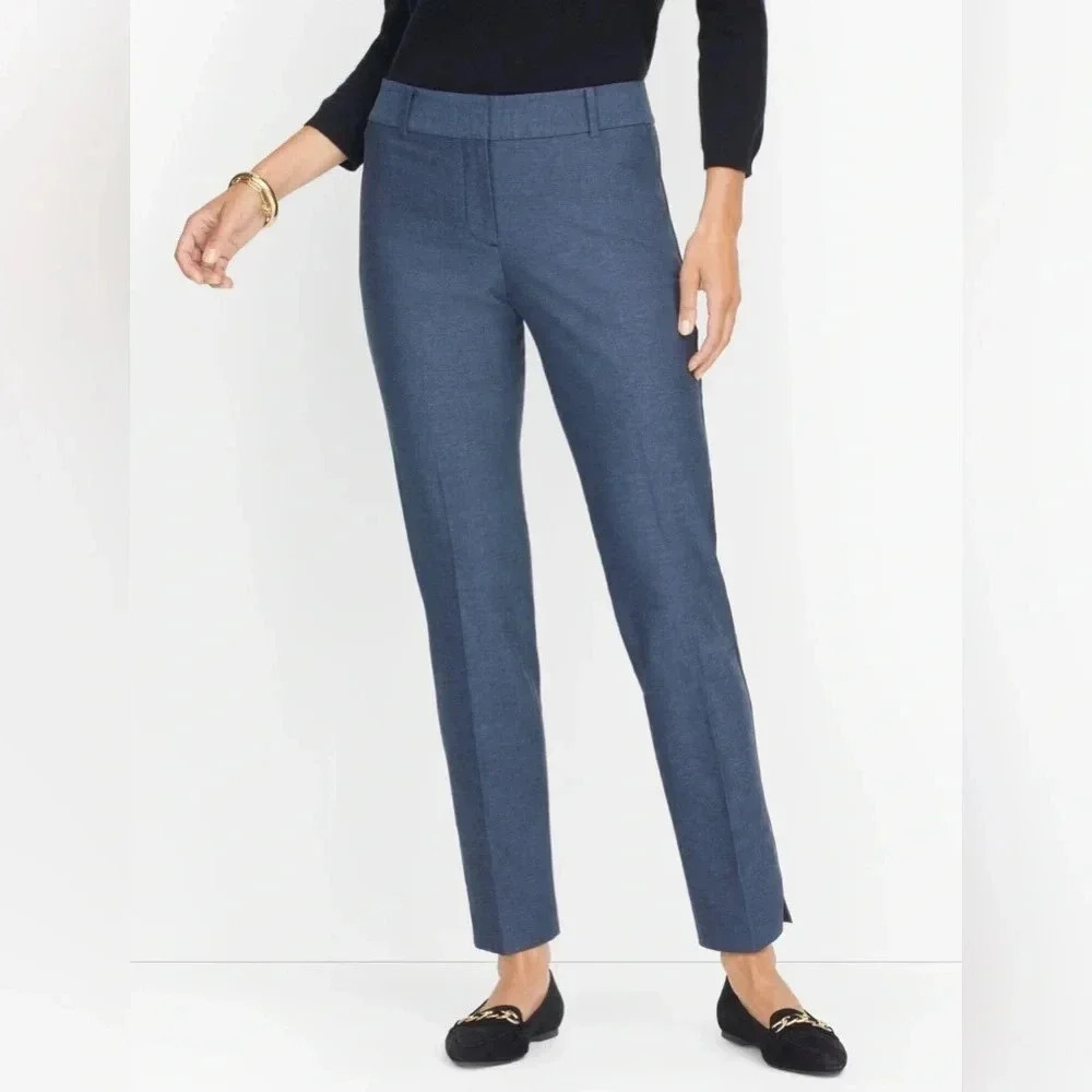 Talbots Luxe Stretch‎ Slim Leg Career Trousers Polished Denim Navy Women's 4 NWT